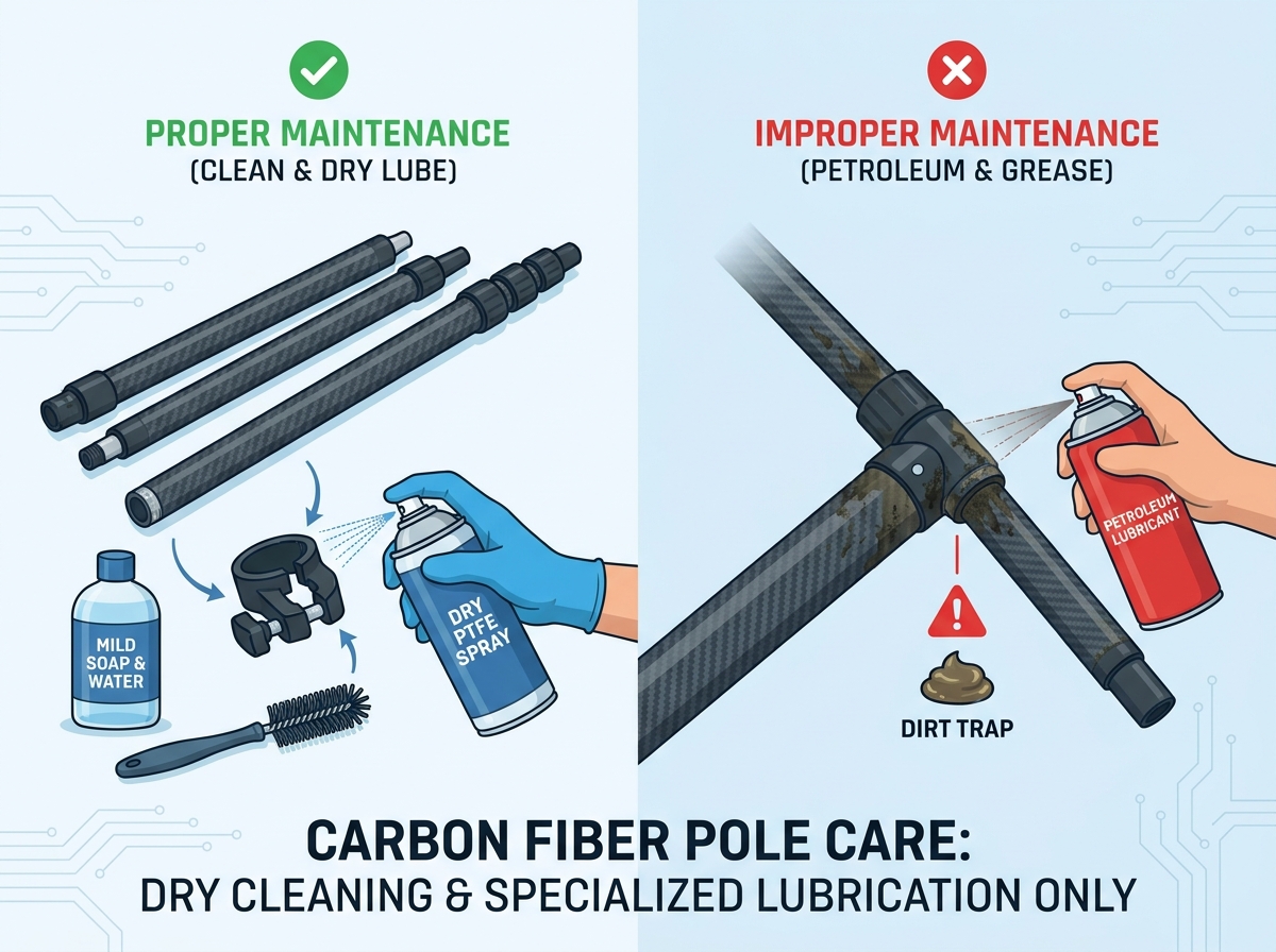 Carbon fiber telescopic poles detailed view